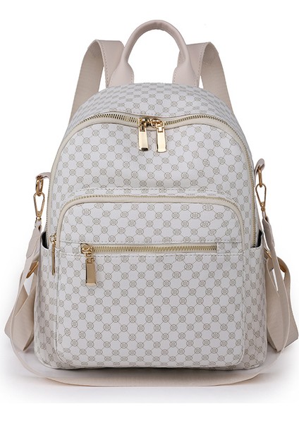 Sırt Çantası Kadın Çantası Moda Avrupa ve Amerikan Retro Baskı Sırt Çantası Rahat Seyahat Çantası (Yurt Dışından)