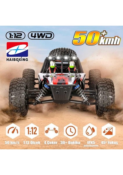 Haıboxıng Rc 1/12 905 50+ Km/h Sürat 4x4 Uzaktan Kumandalı Rc Model Araba Rtr Elektrikli 4WD Brushed Fırçalı Offroad Truck (Yeşil) fiyatları