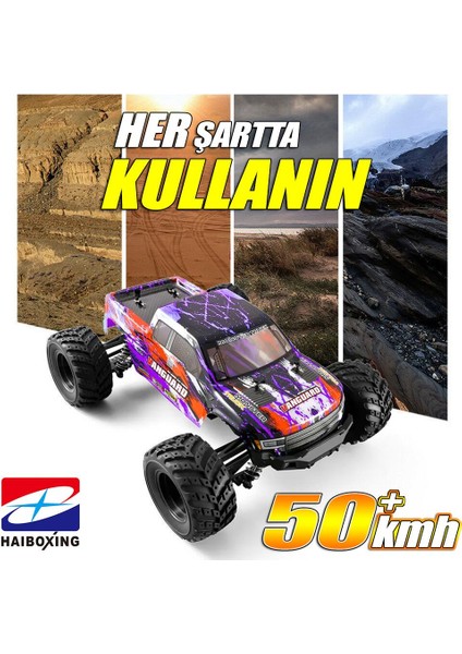 Haıboxıng Rc 1/12 903 50+ Km/h Sürat 4x4 Uzaktan Kumandalı Rc Model Araba Rtr Elektrikli 4WD Brushed Fırçalı Offroad Truck (Mor) fırsatları