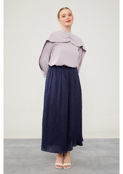 Lacivert Beli Lastikli Saten Etek modelleri