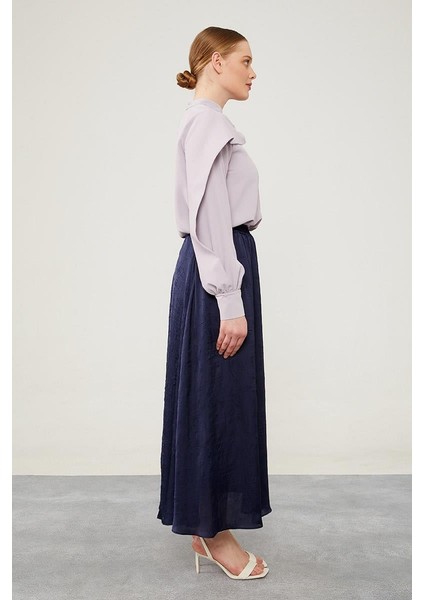 Lacivert Beli Lastikli Saten Etek fırsatları