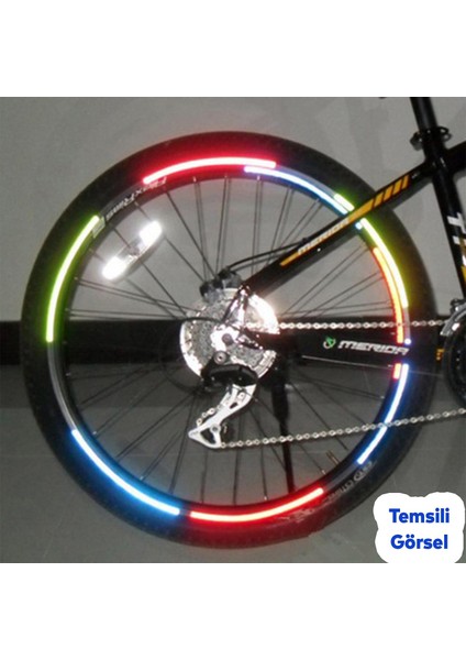 Yapışkanlı Neon Bisiklet Motosiklet Araba Jant Bandı 7 mm x 7 Metre Turuncu Reflektif Parlayan Bant