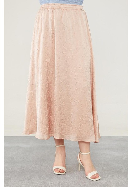 Pudra Beli Lastikli Saten Etek modelleri