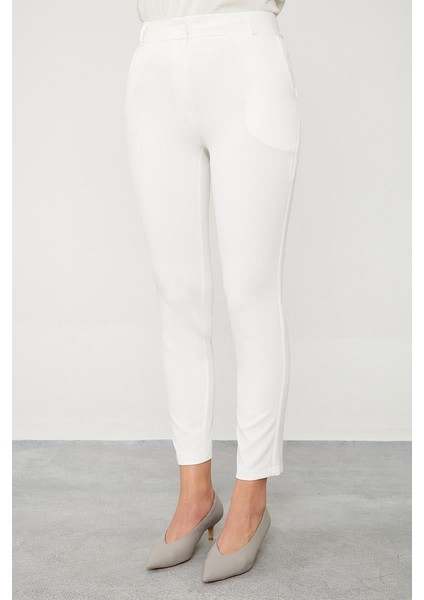 Ekru Cep Detaylı Bilek Boy Pantolon fiyatları