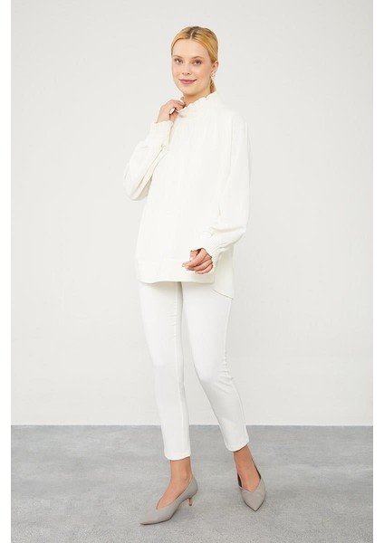 Ekru Cep Detaylı Bilek Boy Pantolon indirimleri