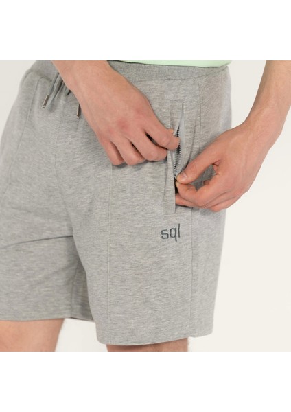 Cebi Fermuarlı Erkek Gri Melanj Şort modelleri