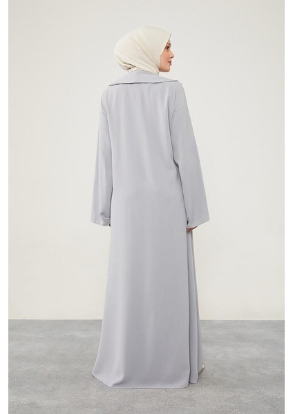 Gri Kruvaze Yakalı Yan Bağıcıklı Ferace indirimleri