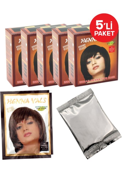 Henna Vals Saç Kına Kahverengi 5 Paket