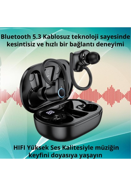 BT5.3V 500MAH Kulak Klipsli Mikrofonlu Bluetooth Kulakiçi Kulaklık, Hifi Bas Destekli, Su Geçirmez