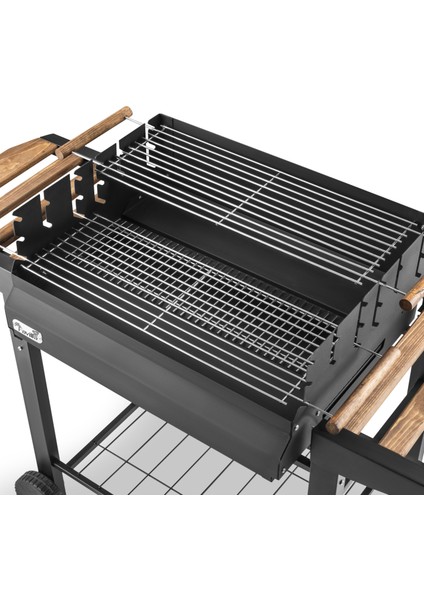 Grillchi Standlı Yükseklik Ayarlı Çift Izgara Barbekü Mangal
