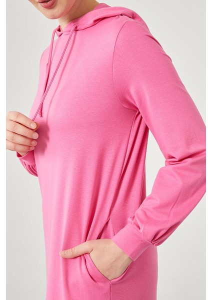 Fuşya Kapuşonlu Gizli Cep Detaylı Elbise fırsatları