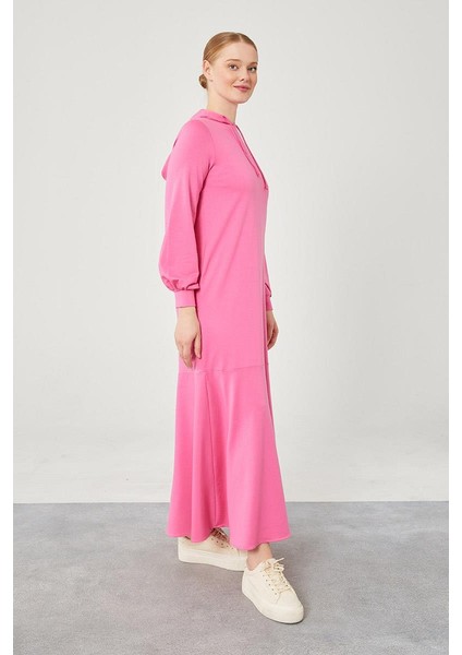 Fuşya Kapuşonlu Gizli Cep Detaylı Elbise indirimleri