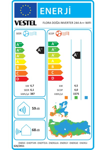 Flora Doğa 244 A++ 24000 BTU Wifi Inverter Duvar Tipi Klima