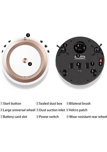 Akıllı Süpürme Robotu Çok Fonksiyonlu Otomatik Ev Temizleyici Akıllı Robot Süpürme Robotları, Gümüş (Yurt Dışından)