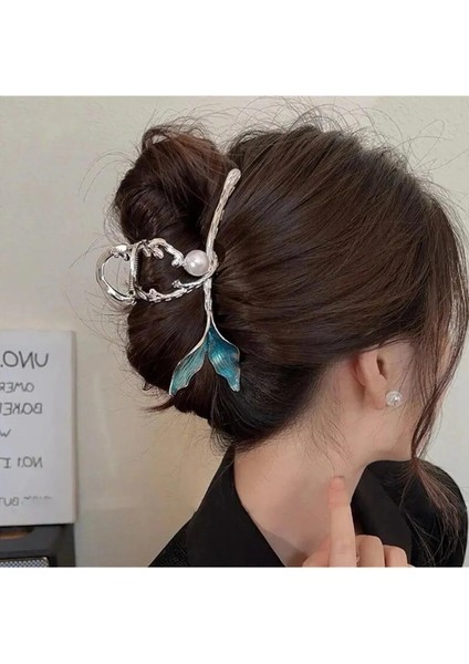 Inci Detaylı Turkuaz Balık Kuyruğu Toka (ÖLÇÜ:12CM)