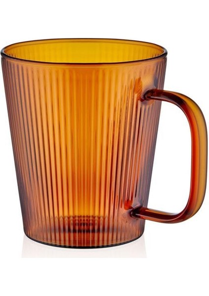 The Mia Striped Borosilikat Cam Kupa Amber 400 Ml