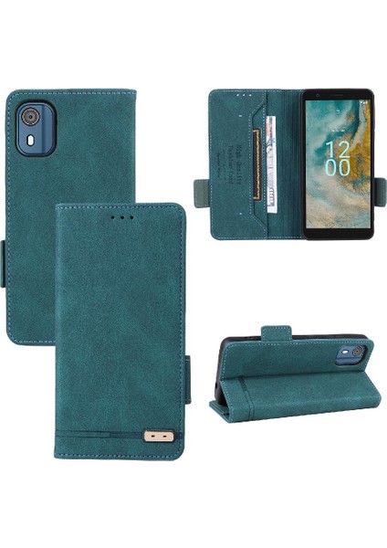 Nokia C02 Deri Folio Flip Case Için Kılıf Tam Koruma Koruyucu (Yurt Dışından)