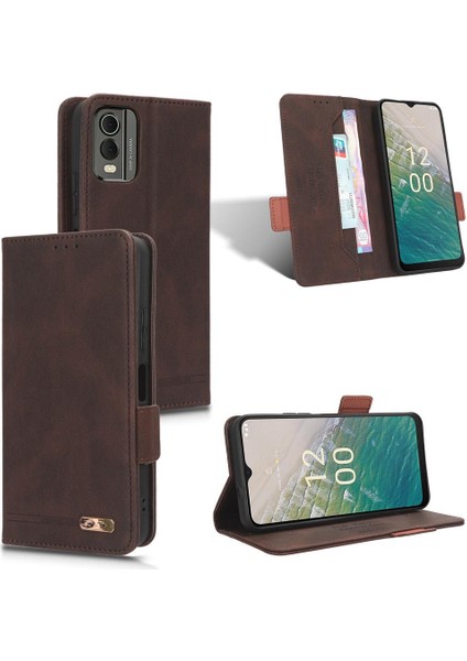 Nokia C32 Deri Folio Flip Case Için Kılıf Tam Koruma Koruyucu (Yurt Dışından)