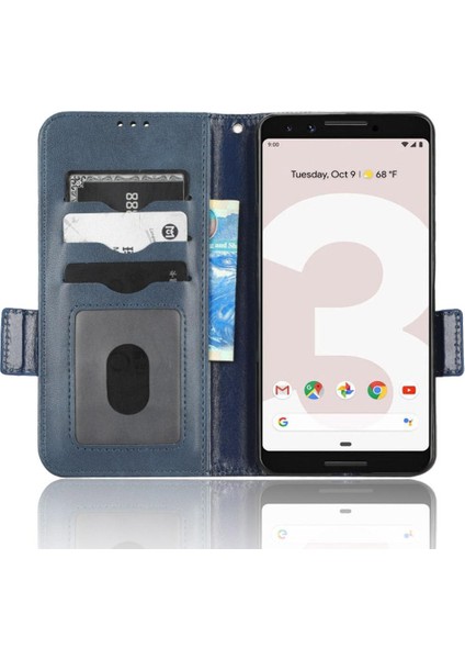 Google Piksel 3 Için Kılıf Cüzdan Kapak Kapak Görüntüleme Standı Pu Deri 3 Kart (Yurt Dışından)