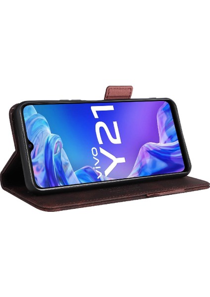 Kart Tutucu Kickstand Koruyucu Kapak Kartı ile Vivo Y21/Y33S Için Kılıf (Yurt Dışından)