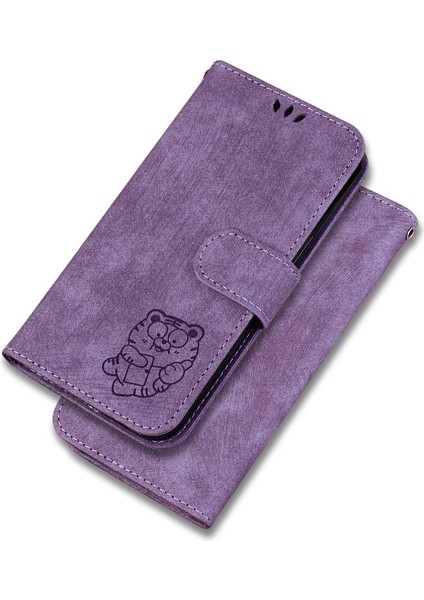 Tecno Camon 18 Premier Kabartmalı Sevimli Kaplan Flip Folio Cüzdan Kılıf (Yurt Dışından)