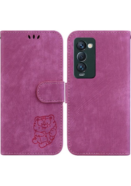 Tecno Camon 18 Premier Kabartmalı Sevimli Kaplan Flip Folio Cüzdan Kılıf (Yurt Dışından)