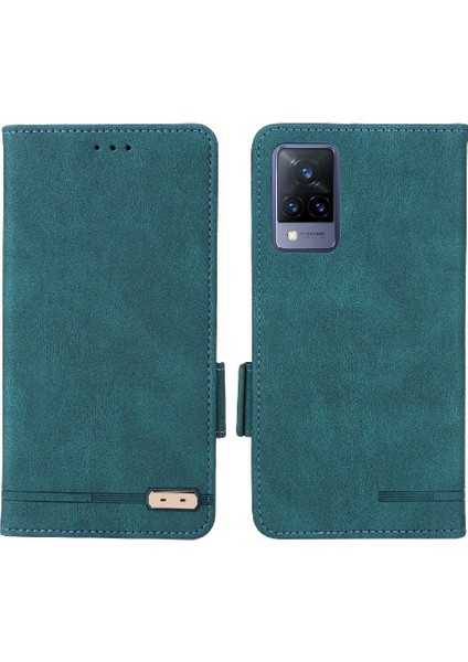 Mays Shop Vivo V21 Deri Folio Flip Case Için Kılıf Kart ile Tam Koruma (Yurt Dışından)