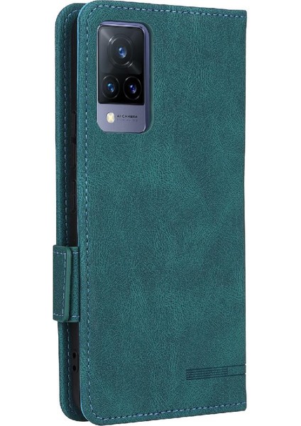 Mays Shop Vivo V21 Deri Folio Flip Case Için Kılıf Kart ile Tam Koruma (Yurt Dışından)