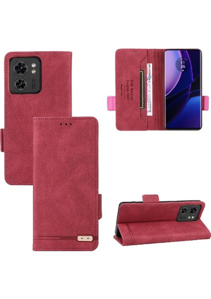 Motorola Moto EDGE40 Koruyucu Kapak Deri Folio Flip Case Için Kılıf (Yurt Dışından)