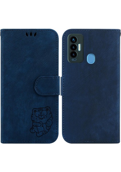 Tecno Camon 18I Kabartmalı Sevimli Kaplan Flip Folio Kart Cep Cüzdan Için Kılıf (Yurt Dışından)