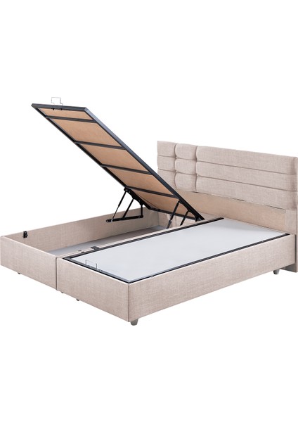 Viyana Çift Kişilik Baza Başlık Letto Yatak Seti Krem