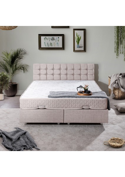 Venedik Çift Kişilik Baza Başlık Letto Yatak Seti - Krem