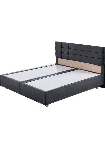 Viyana Çift Kişilik Baza Başlık Letto Yatak Seti Antrasit