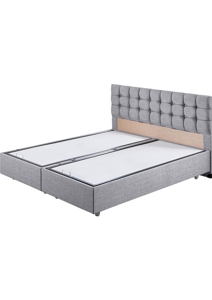 Venedik Çift Kişilik Baza Başlık Letto Yatak Seti - Açık Gri