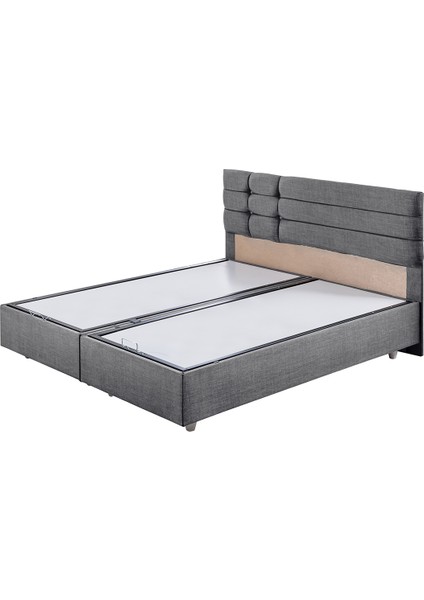 Viyana Çift Kişilik Baza Başlık Letto Yatak Seti Gri