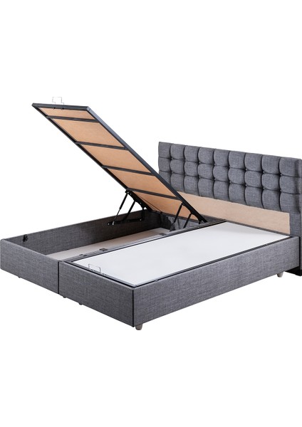 Venedik Çift Kişilik Baza Başlık Letto Yatak Seti - Gri