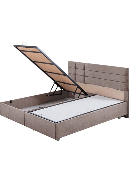 Viyana Çift Kişilik Baza Başlık Letto Yatak Seti Kahve