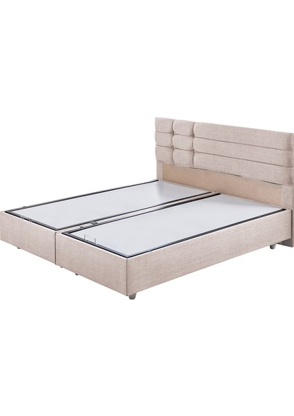 Viyana Çift Kişilik Baza Başlık Letto Yatak Seti Krem