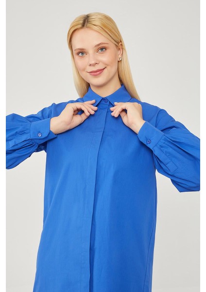 Saks Oversize Balon Kol Poplin Gömlek modelleri