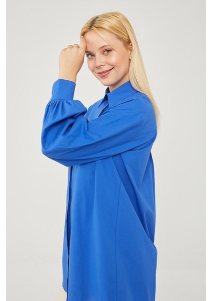 Saks Oversize Balon Kol Poplin Gömlek indirimleri