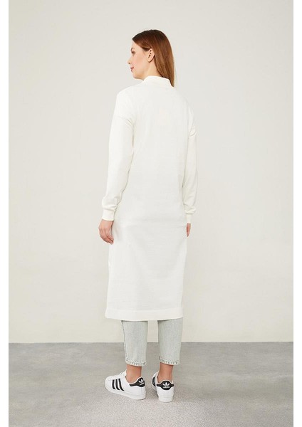 Ekru Dik Yaka Fermuar Kapamalı Tunik indirimleri