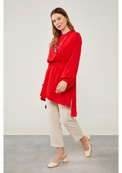 Kırmızı Belli Kendinden Büzgülü Tunik fiyatları