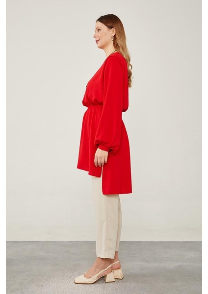 Kırmızı Belli Kendinden Büzgülü Tunik fırsatları