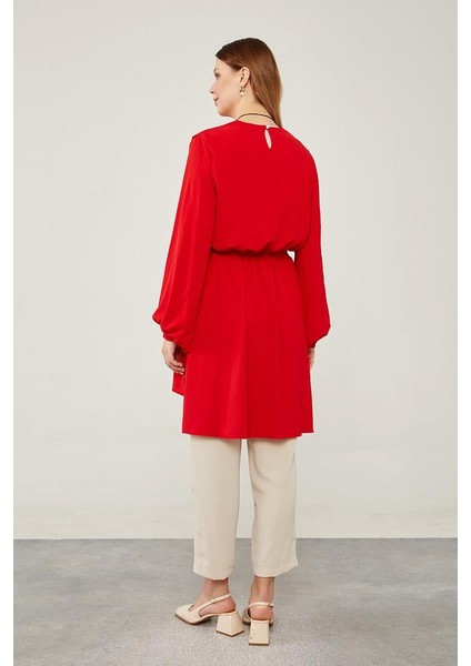 Kırmızı Belli Kendinden Büzgülü Tunik indirimleri