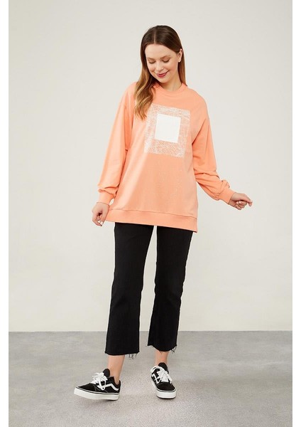 Somon Varak Baskılı Sweatshirt