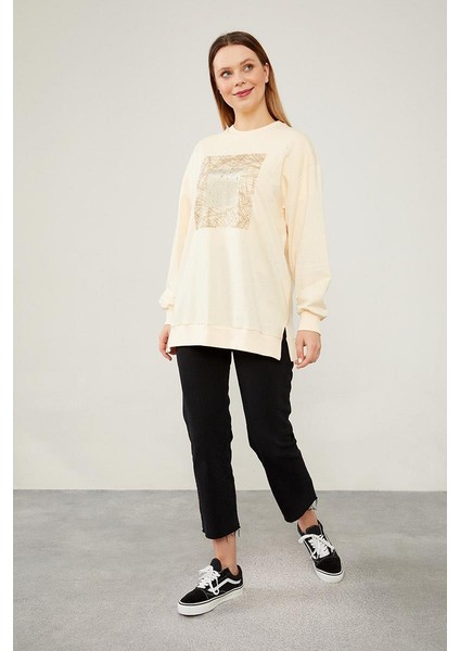 Bej Varak Baskılı Sweatshirt fiyatları