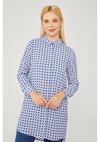 Saks Kare Desen Tunik modelleri