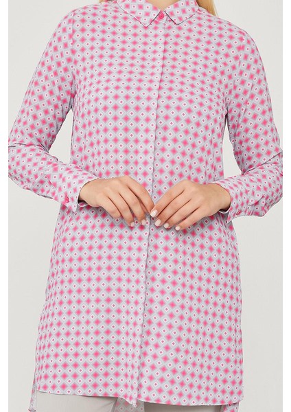 Fuşya Kare Desen Tunik modelleri