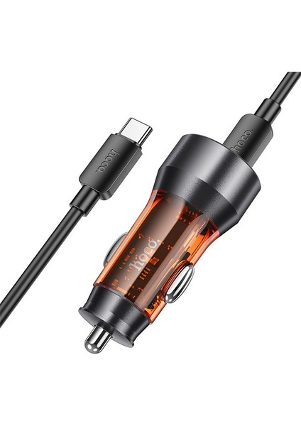 NZ12A Action PD43W USB + Type-C Araç Çakmaklık Hızlı Şarj Aleti + Type-C To Type-C Kablo