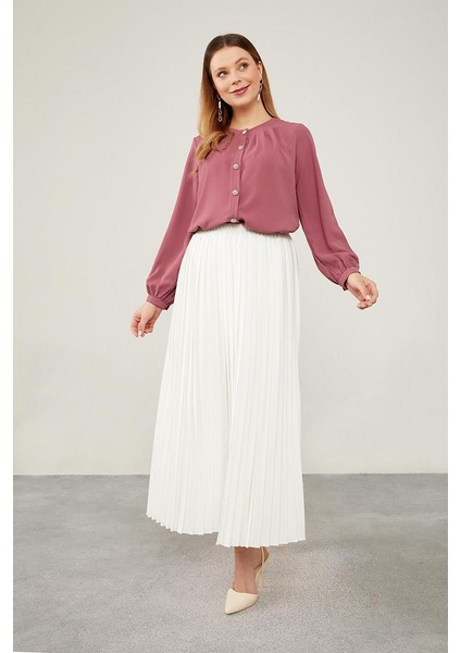 K.Pembe Bisiklet Yaka Taş Düğmeli Gömlek